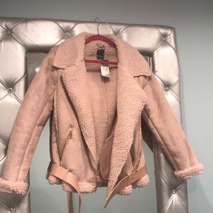 PRIMARK faux sheepskin blush/rose gold coat